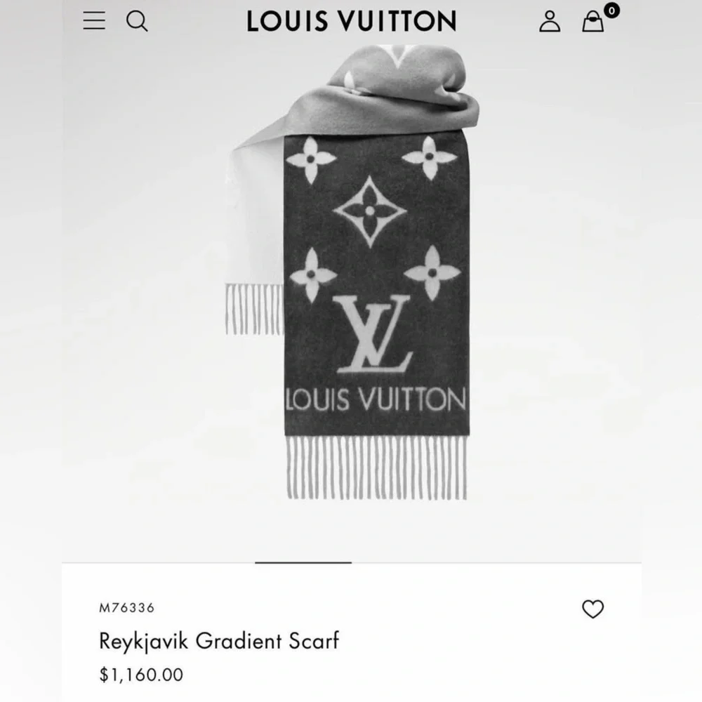 Louis Vuitton Black and Gray Cashmere Scarf - Picture 8 of 10